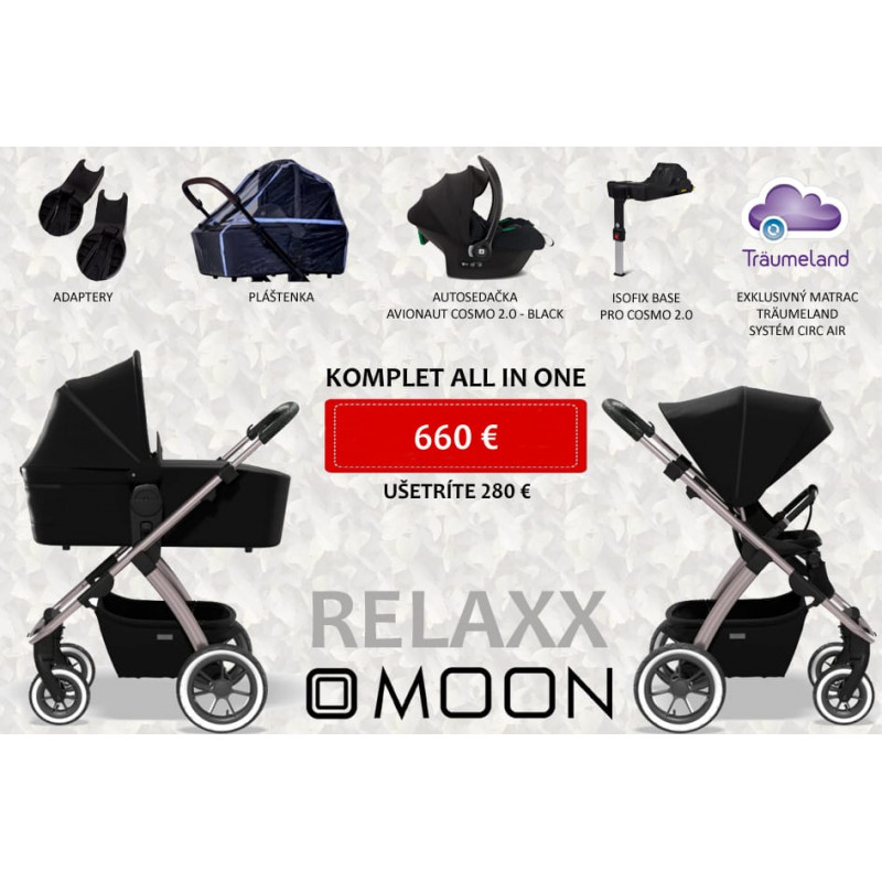 VÝPREDAJ set RELAXX + autosedačka a ISOfix báza - Moon